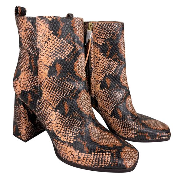 Circus Sam Edelman Pascha Boots 10 Brown Snake Print New - Picture 2 of 11